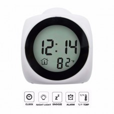 LED Alarm Clock, Alarm Clock Multi-function Digital LCD Voice Talking LED Projection Temperature,Black/White   